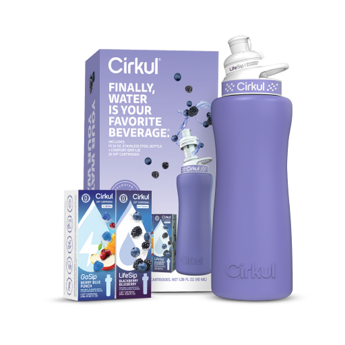 32oz. Matte Periwinkle Stainless Steel Bottle Starter Kit - Travel Edit